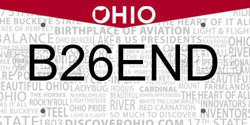 B26END Ohio License Plate