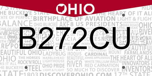 B272CU Ohio License Plate