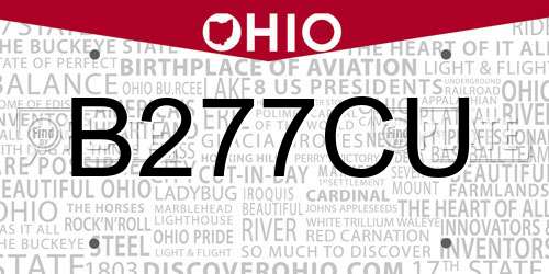 B277CU Ohio License Plate