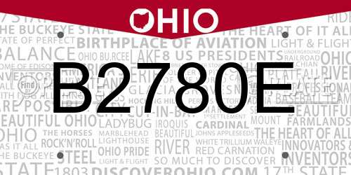 B2780E Ohio License Plate