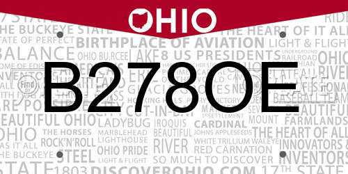 B278OE Ohio License Plate