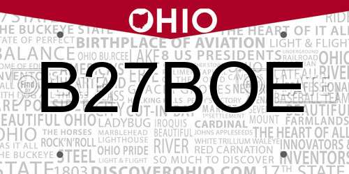 B27BOE Ohio License Plate