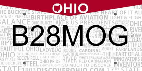 B28MOG Ohio License Plate