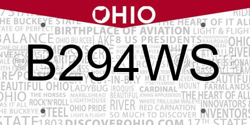 B294WS Ohio License Plate