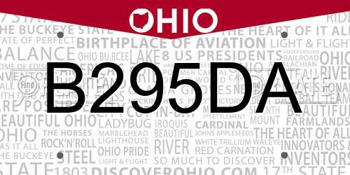 B295DA Ohio License Plate