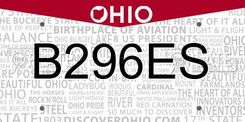 B296ES Ohio License Plate