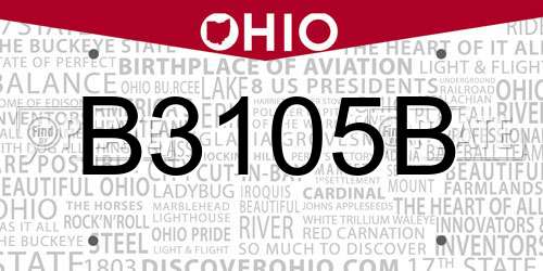 B3105B Ohio License Plate