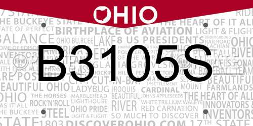 B3105S Ohio License Plate