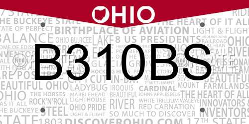 B310BS Ohio License Plate