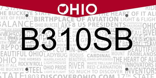 B310SB Ohio License Plate