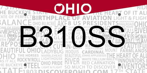 B310SS Ohio License Plate