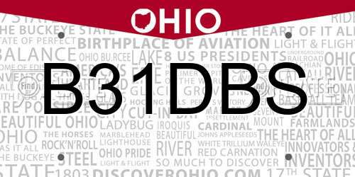 B31DBS Ohio License Plate