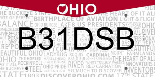 B31DSB Ohio License Plate