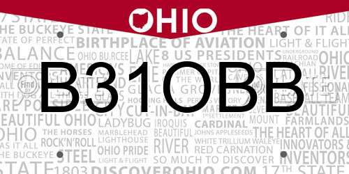 B31OBB Ohio License Plate