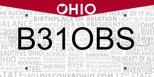 B31OBS Ohio License Plate