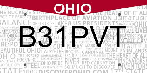 B31PVT Ohio License Plate