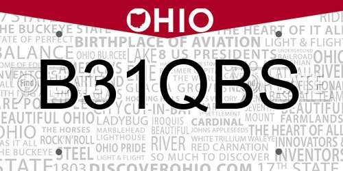 B31QBS Ohio License Plate