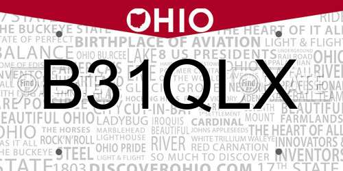 B31QLX Ohio License Plate