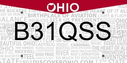 B31QSS Ohio License Plate