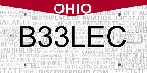 B33LEC Ohio License Plate