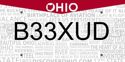 B33XUD Ohio License Plate