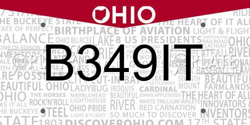 B349IT Ohio License Plate