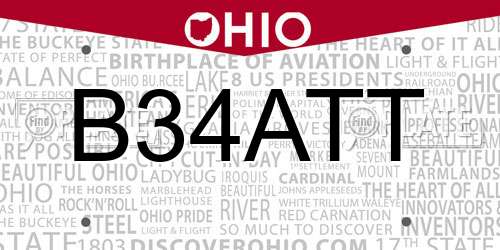 B34ATT Ohio License Plate