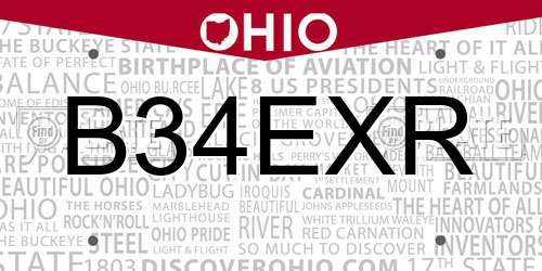 B34EXR Ohio License Plate
