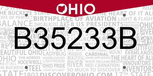 B35233B Ohio License Plate