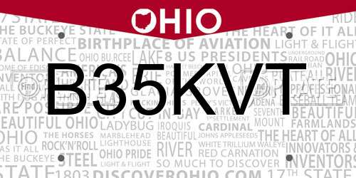 B35KVT Ohio License Plate