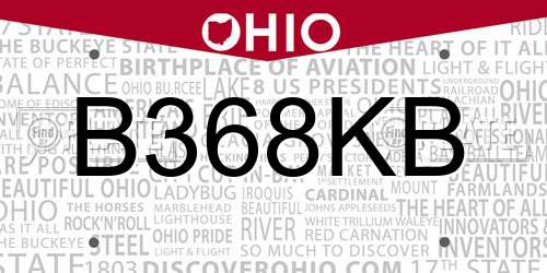 B368KB Ohio License Plate