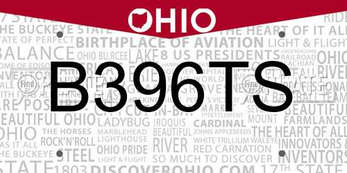 B396TS Ohio License Plate