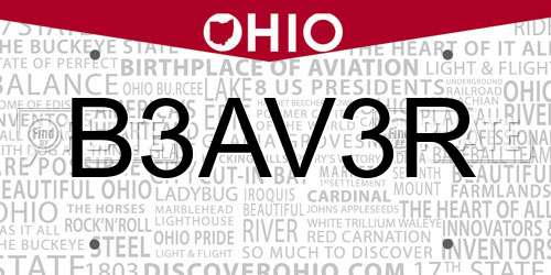 B3AV3R Ohio License Plate