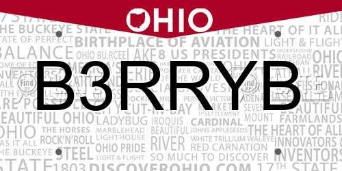 B3RRYB Ohio License Plate