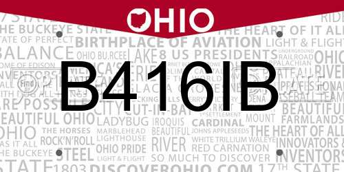B416IB Ohio License Plate