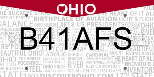 B41AFS Ohio License Plate