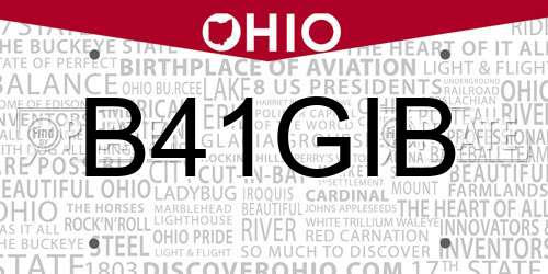 B41GIB Ohio License Plate