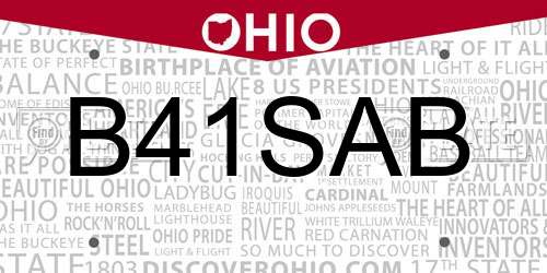 B41SAB Ohio License Plate