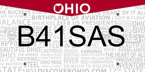 B41SAS Ohio License Plate