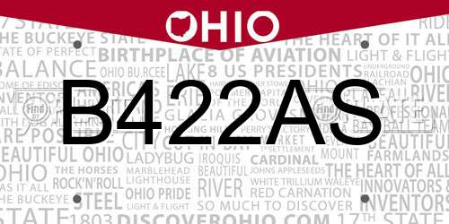 B422AS Ohio License Plate