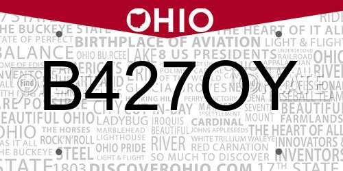 B427OY Ohio License Plate