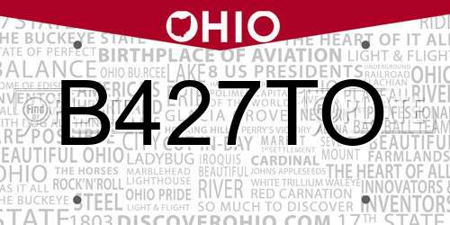 B427TO Ohio License Plate