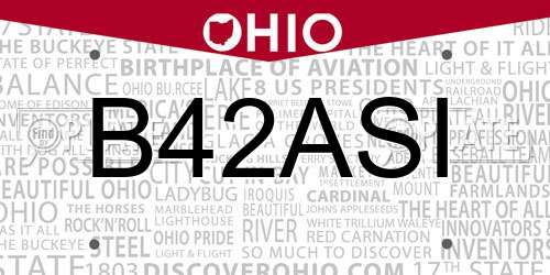 B42ASI Ohio License Plate