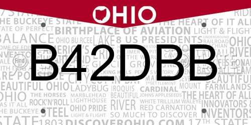 B42DBB Ohio License Plate