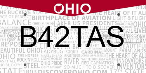 B42TAS Ohio License Plate