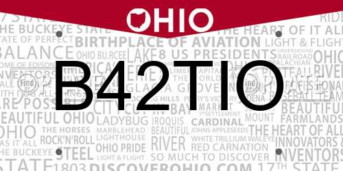 B42TIO Ohio License Plate
