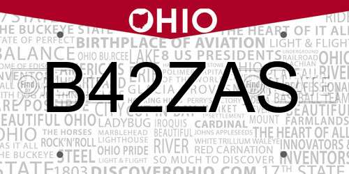 B42ZAS Ohio License Plate