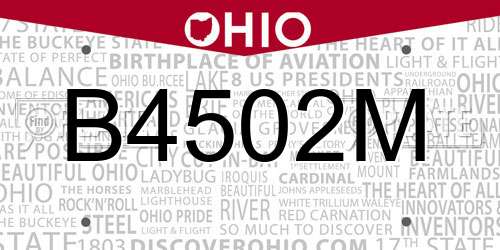 B4502M Ohio License Plate