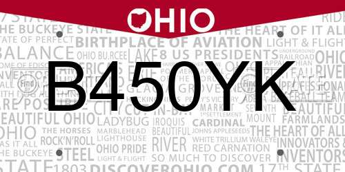 B450YK Ohio License Plate