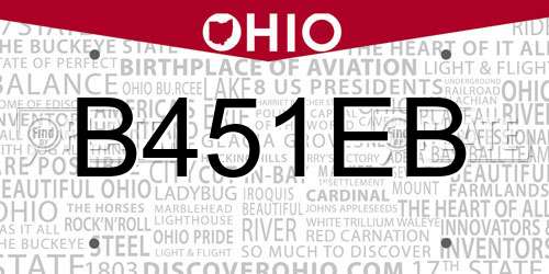 B451EB Ohio License Plate